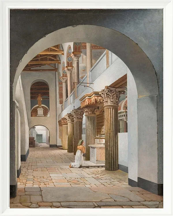 Christoffer Wilhelm Eckersberg – Blick auf die Kirche San Lorenzo außerhalb der Mauern 1815 | Giclée Kunstdruck gerahmt