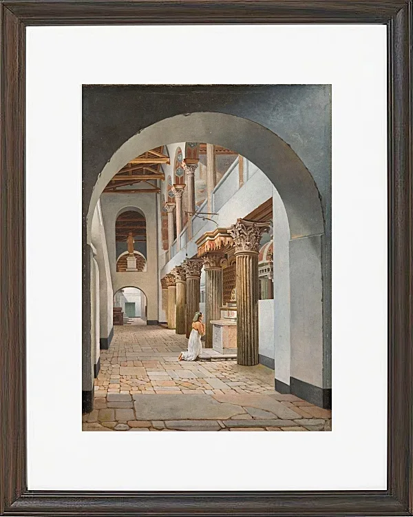 Christoffer Wilhelm Eckersberg – Blick auf die Kirche San Lorenzo außerhalb der Mauern 1815 | Giclée Kunstdruck gerahmt