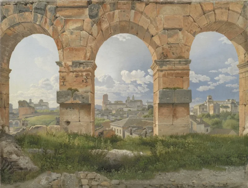 Christoffer Wilhelm Eckersberg – Blick durch drei der nordwestlichen Bögen 1816 | Giclée Kunstdruck gerahmt