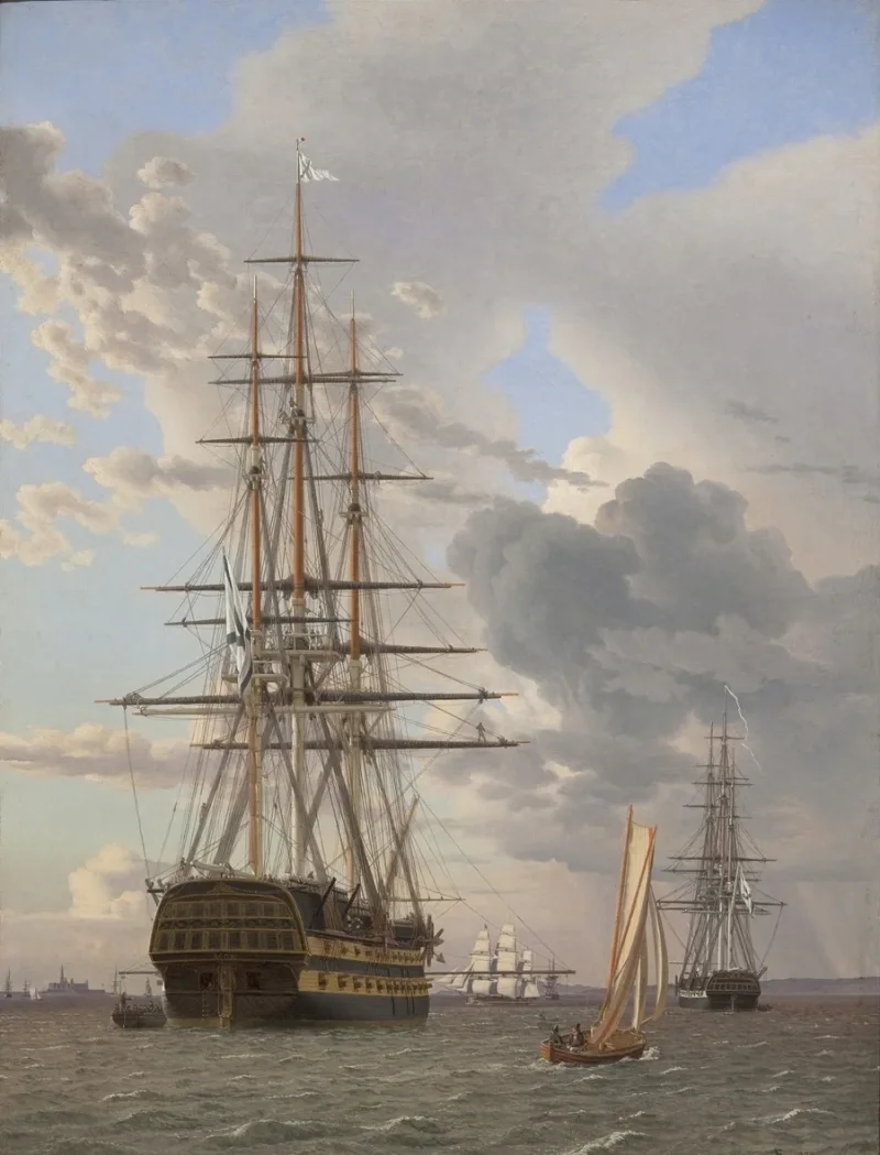 Christoffer Wilhelm Eckersberg – Das russische Linienschiff Asow 1828 | Giclée Kunstdruck gerahmt