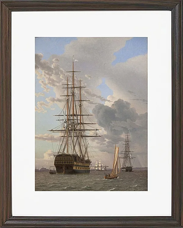 Christoffer Wilhelm Eckersberg – Das russische Linienschiff Asow 1828 | Giclée Kunstdruck gerahmt