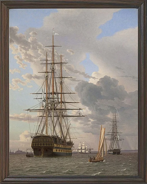Christoffer Wilhelm Eckersberg – Das russische Linienschiff Asow 1828 | Giclée Kunstdruck gerahmt