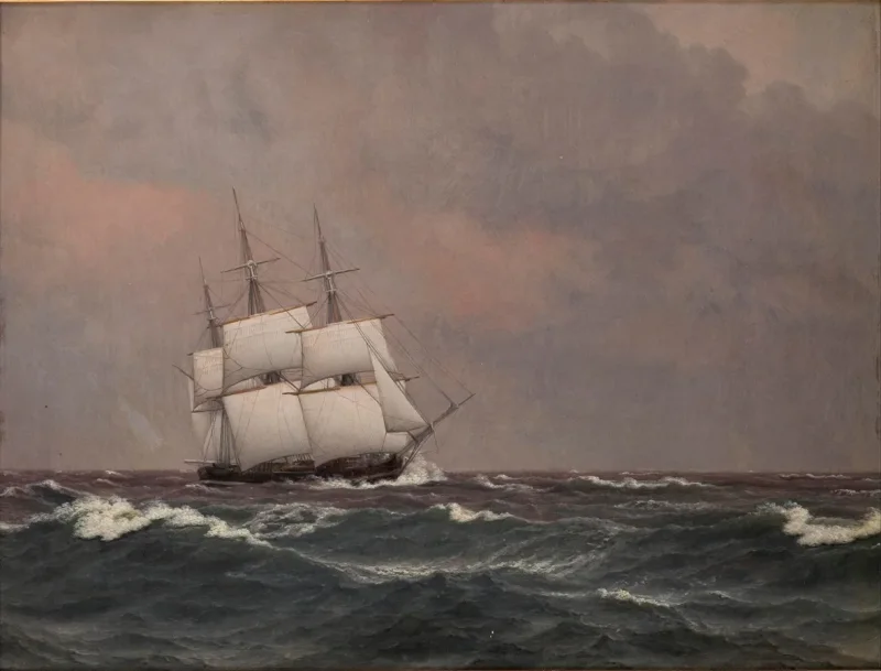 Christoffer Wilhelm Eckersberg – Die Korvette Najaden in rauer See 1833 | Giclée Kunstdruck gerahmt