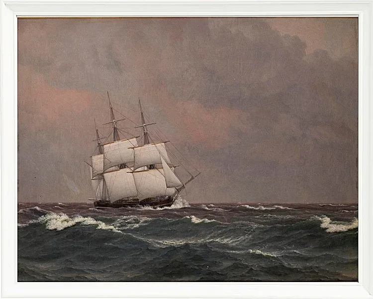 Christoffer Wilhelm Eckersberg – Die Korvette Najaden in rauer See 1833 | Giclée Kunstdruck gerahmt