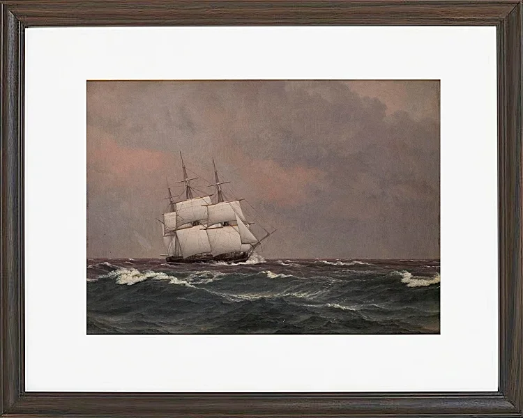 Christoffer Wilhelm Eckersberg – Die Korvette Najaden in rauer See 1833 | Giclée Kunstdruck gerahmt