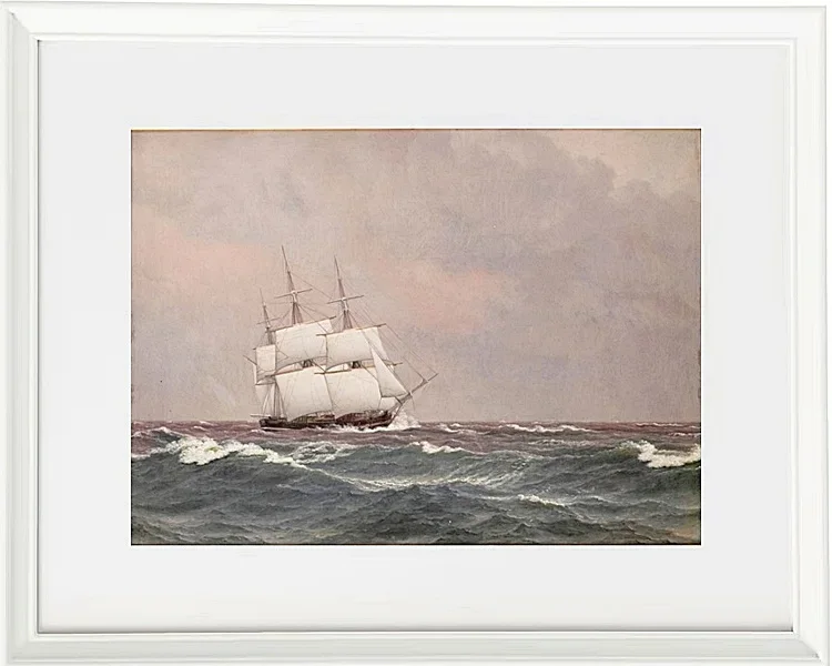 Christoffer Wilhelm Eckersberg – Die Korvette Najaden in rauer See 1833 | Giclée Kunstdruck gerahmt