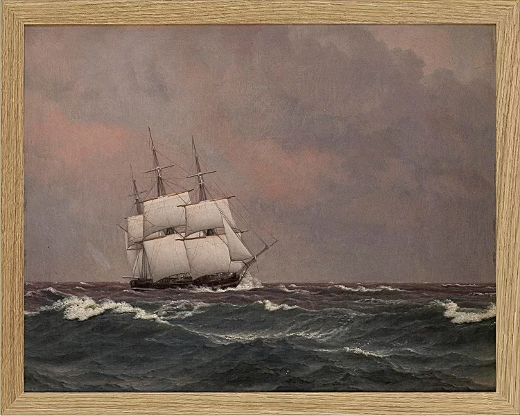Christoffer Wilhelm Eckersberg – Die Korvette Najaden in rauer See 1833 | Giclée Kunstdruck gerahmt