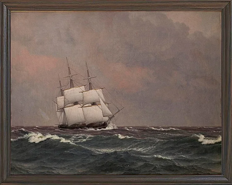 Christoffer Wilhelm Eckersberg – Die Korvette Najaden in rauer See 1833 | Giclée Kunstdruck gerahmt