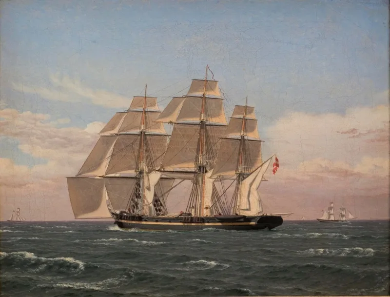 Christoffer Wilhelm Eckersberg – Die Korvette Najaden unter Segel 1833 | Giclée Kunstdruck gerahmt