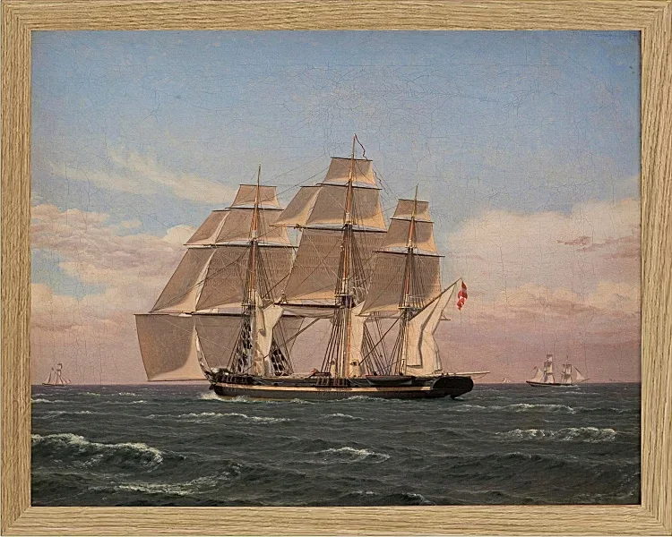 Christoffer Wilhelm Eckersberg – Die Korvette Najaden unter Segel 1833 | Giclée Kunstdruck gerahmt
