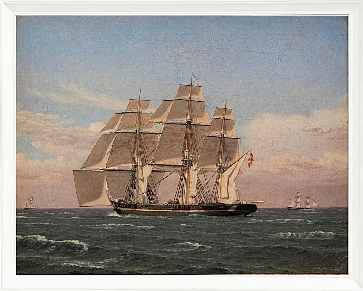 Christoffer Wilhelm Eckersberg – Die Korvette Najaden unter Segel 1833 | Giclée Kunstdruck gerahmt
