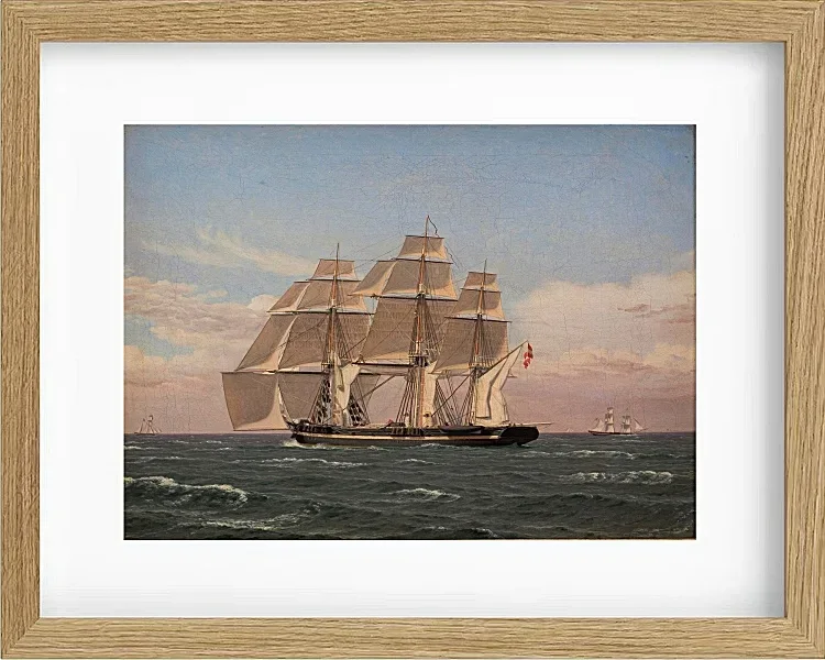 Christoffer Wilhelm Eckersberg – Die Korvette Najaden unter Segel 1833 | Giclée Kunstdruck gerahmt