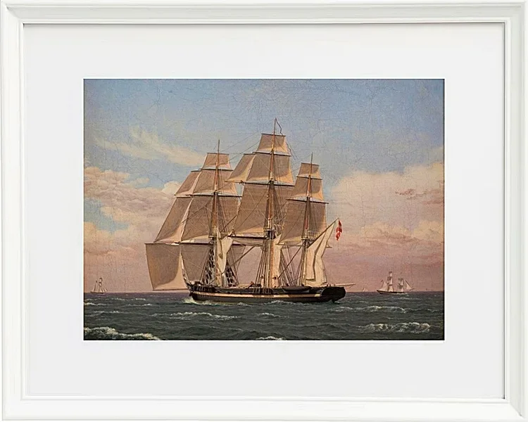 Christoffer Wilhelm Eckersberg – Die Korvette Najaden unter Segel 1833 | Giclée Kunstdruck gerahmt