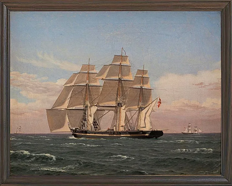 Christoffer Wilhelm Eckersberg – Die Korvette Najaden unter Segel 1833 | Giclée Kunstdruck gerahmt
