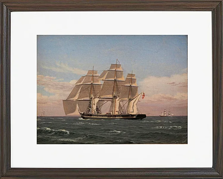 Christoffer Wilhelm Eckersberg – Die Korvette Najaden unter Segel 1833 | Giclée Kunstdruck gerahmt