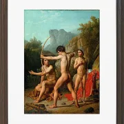 Christoffer Wilhelm Eckersberg – Drei spartanische Jungen üben Bogenschießen 1812 | Giclée Kunstdruck gerahmt