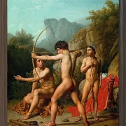 Christoffer Wilhelm Eckersberg – Drei spartanische Jungen üben Bogenschießen 1812 | Giclée Kunstdruck gerahmt