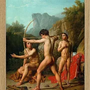 Christoffer Wilhelm Eckersberg – Drei spartanische Jungen üben Bogenschießen 1812 | Giclée Kunstdruck gerahmt