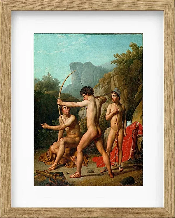 Christoffer Wilhelm Eckersberg – Drei spartanische Jungen üben Bogenschießen 1812 | Giclée Kunstdruck gerahmt