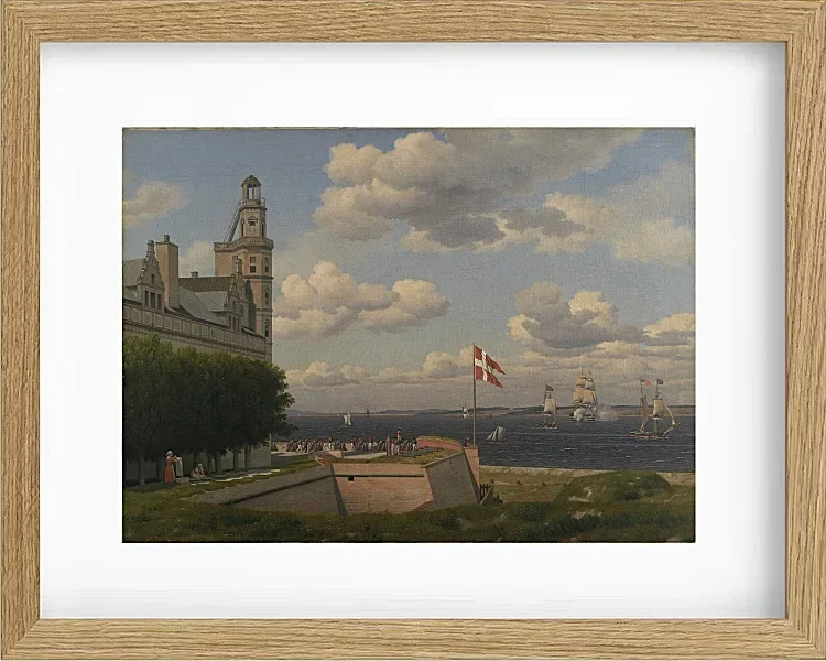 Christoffer Wilhelm Eckersberg – Ein Blick auf die schwedische Küste von den Stadtmauern von Kronborg gesehen 1829 | Giclée Kunstdruck gerahmt