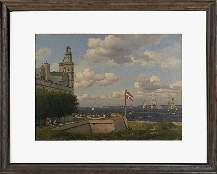 Christoffer Wilhelm Eckersberg – Ein Blick auf die schwedische Küste von den Stadtmauern von Kronborg gesehen 1829 | Giclée Kunstdruck gerahmt