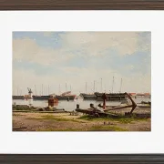 Christoffer Wilhelm Eckersberg – Ein Teil von Nyholm mit dem Kran und einigen Kriegsschiffen 1826 | Giclée Kunstdruck gerahmt