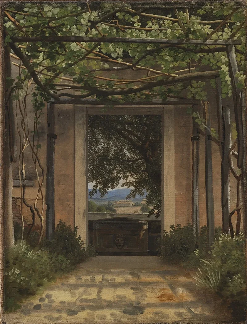 Christoffer Wilhelm Eckersberg – Eine Pergola in Italien 1814 | Giclée Kunstdruck gerahmt