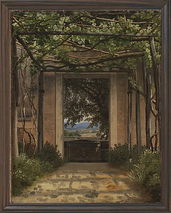 Christoffer Wilhelm Eckersberg – Eine Pergola in Italien 1814 | Giclée Kunstdruck gerahmt