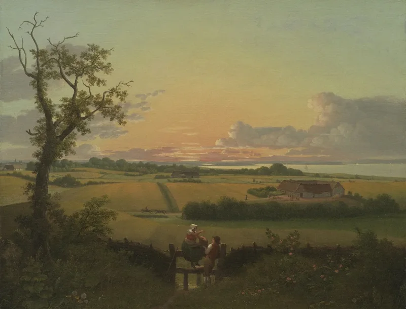 Christoffer Wilhelm Eckersberg – Landschaft mit Zaun, Insel Mon 1810 | Giclée Kunstdruck gerahmt