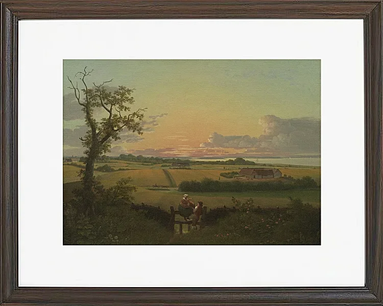 Christoffer Wilhelm Eckersberg – Landschaft mit Zaun, Insel Mon 1810 | Giclée Kunstdruck gerahmt