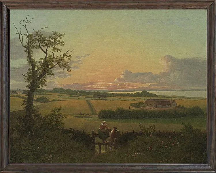 Christoffer Wilhelm Eckersberg – Landschaft mit Zaun, Insel Mon 1810 | Giclée Kunstdruck gerahmt