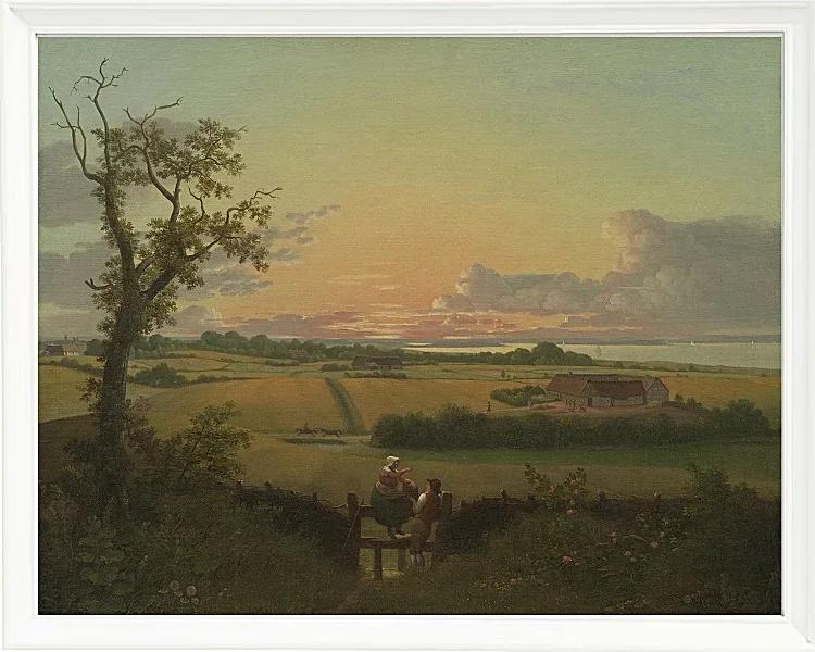 Christoffer Wilhelm Eckersberg – Landschaft mit Zaun, Insel Mon 1810 | Giclée Kunstdruck gerahmt