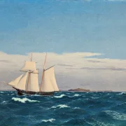 Christoffer Wilhelm Eckersberg – Meereslandschaft mit der Insel Hjelm 1827 | Giclée Kunstdruck gerahmt