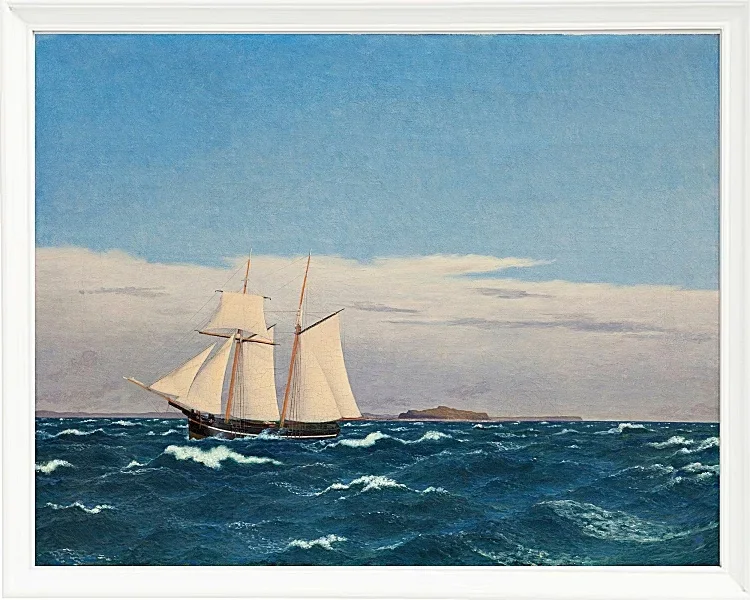 Christoffer Wilhelm Eckersberg – Meereslandschaft mit der Insel Hjelm 1827 | Giclée Kunstdruck gerahmt