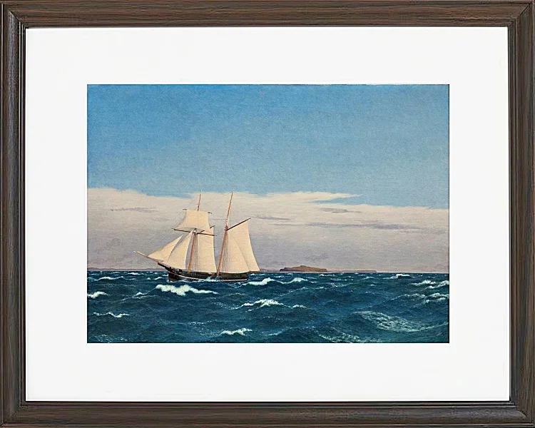 Christoffer Wilhelm Eckersberg – Meereslandschaft mit der Insel Hjelm 1827 | Giclée Kunstdruck gerahmt