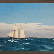 Christoffer Wilhelm Eckersberg – Meereslandschaft mit der Insel Hjelm 1827 | Giclée Kunstdruck gerahmt