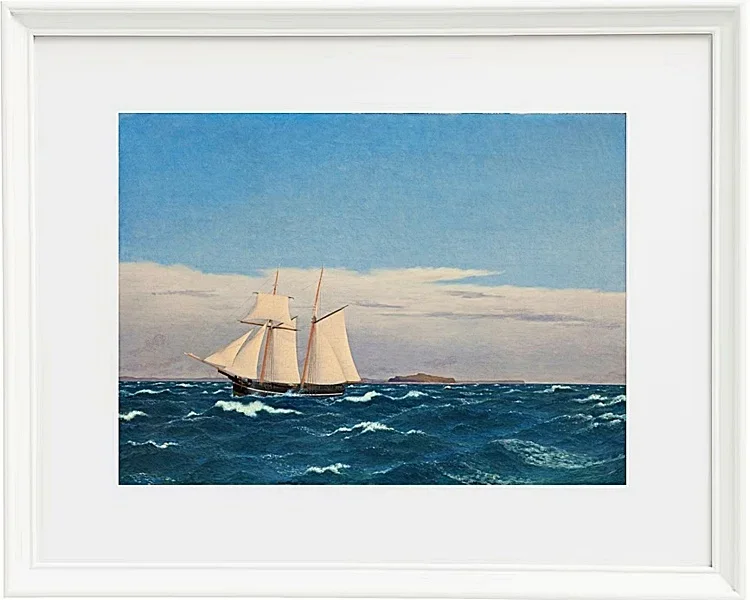 Christoffer Wilhelm Eckersberg – Meereslandschaft mit der Insel Hjelm 1827 | Giclée Kunstdruck gerahmt