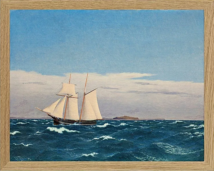 Christoffer Wilhelm Eckersberg – Meereslandschaft mit der Insel Hjelm 1827 | Giclée Kunstdruck gerahmt