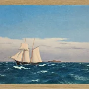 Christoffer Wilhelm Eckersberg – Meereslandschaft mit der Insel Hjelm 1827 | Giclée Kunstdruck gerahmt