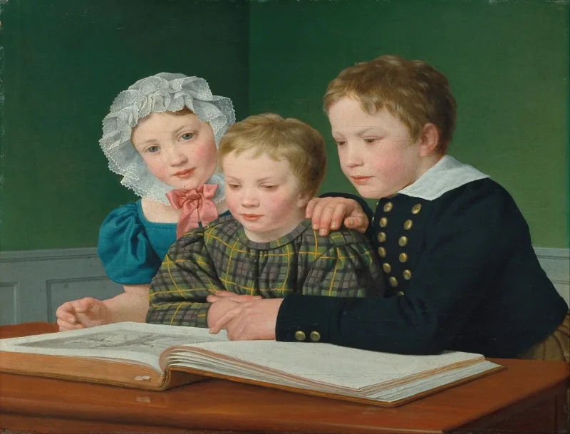 Christoffer Wilhelm Eckersberg – Porträt von C.F. Holmes Kinder 1832 | Giclée Kunstdruck gerahmt