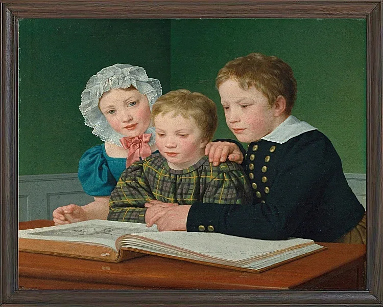 Christoffer Wilhelm Eckersberg – Porträt von C.F. Holmes Kinder 1832 | Giclée Kunstdruck gerahmt