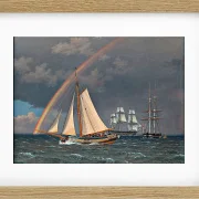 Christoffer Wilhelm Eckersberg – Regenbogen auf See und eine Kreuzungsjagd mit anderen Schiffen 1836 | Giclée Kunstdruck gerahmt