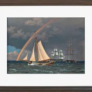 Christoffer Wilhelm Eckersberg – Regenbogen auf See und eine Kreuzungsjagd mit anderen Schiffen 1836 | Giclée Kunstdruck gerahmt