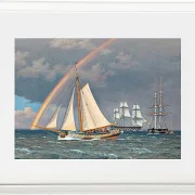 Christoffer Wilhelm Eckersberg – Regenbogen auf See und eine Kreuzungsjagd mit anderen Schiffen 1836 | Giclée Kunstdruck gerahmt