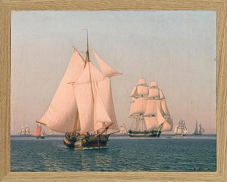 Christoffer Wilhelm Eckersberg – Schiffe unter Segeln 1836 | Giclée Kunstdruck gerahmt