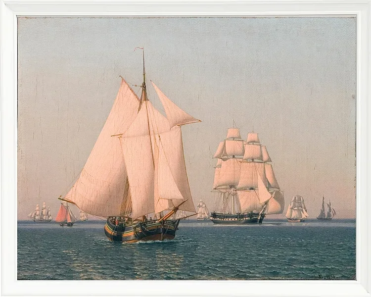 Christoffer Wilhelm Eckersberg – Schiffe unter Segeln 1836 | Giclée Kunstdruck gerahmt