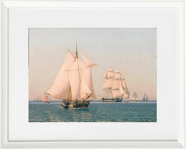 Christoffer Wilhelm Eckersberg – Schiffe unter Segeln 1836 | Giclée Kunstdruck gerahmt