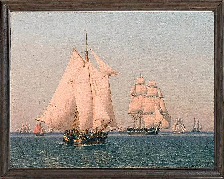 Christoffer Wilhelm Eckersberg – Schiffe unter Segeln 1836 | Giclée Kunstdruck gerahmt