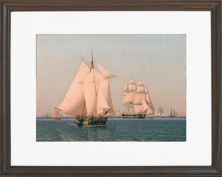 Christoffer Wilhelm Eckersberg – Schiffe unter Segeln 1836 | Giclée Kunstdruck gerahmt