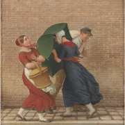 Christoffer Wilhelm Eckersberg – Straßenszene bei windigem und regnerischem Wetter 1846 | Giclée Kunstdruck gerahmt